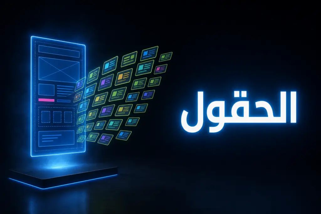 قالب واحد مضيء تخرج منه عشرات البطاقات، تمثيل لبناء موقع ديناميكي باستخدام ACF ووردبريس