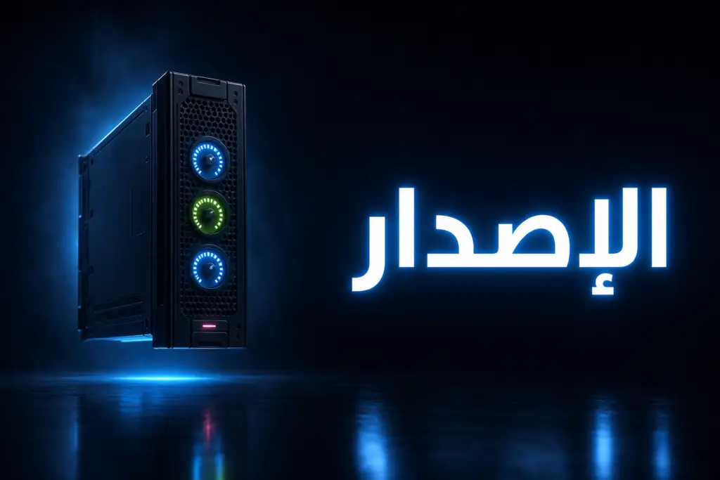 لوحة خادم مضيئة بمؤشرات إصدار تعبّر عن معرفة إصدار PHP الذي يشغّل الموقع