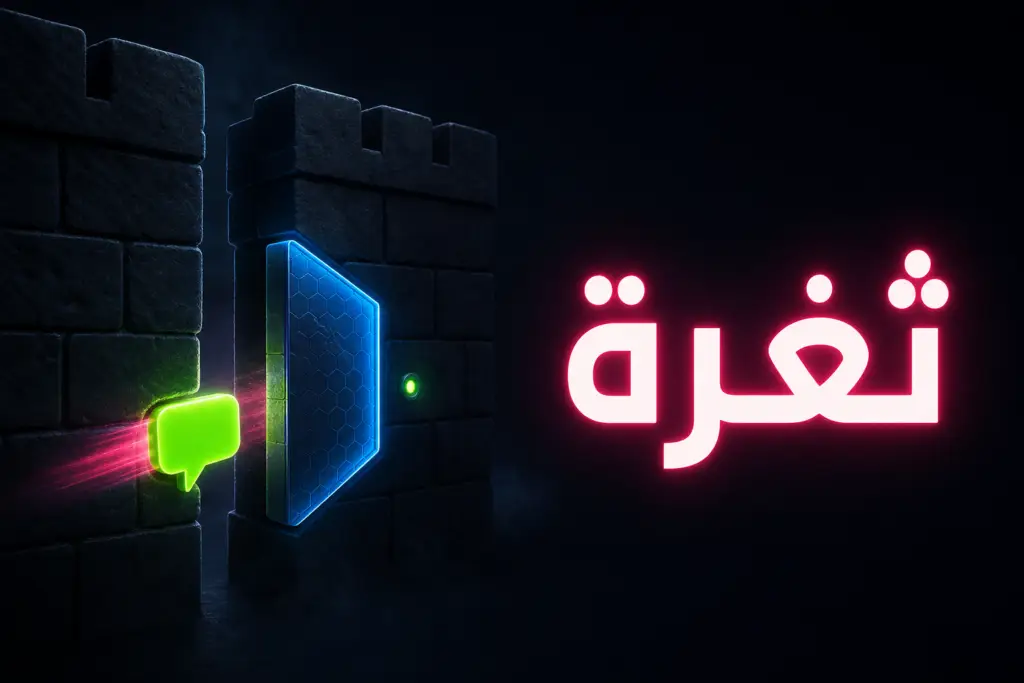 فقاعة تعليق مضيئة تتسلل من شق في جدار حصين ودرع أزرق يغلقه، رمزاً لثغرة ووردبريس CVE-2026-93485 وترقيعها